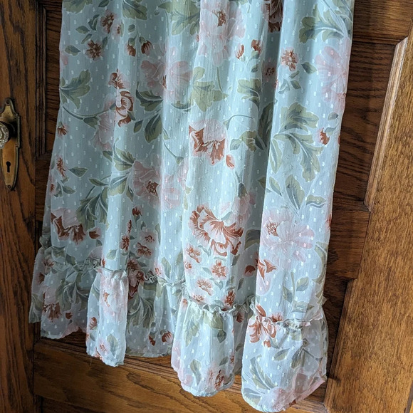 NWT Indulge in Style Pastel Floral Print Lined Ruffle V Neck Midi Dress Size XL - Picture 3 of 10